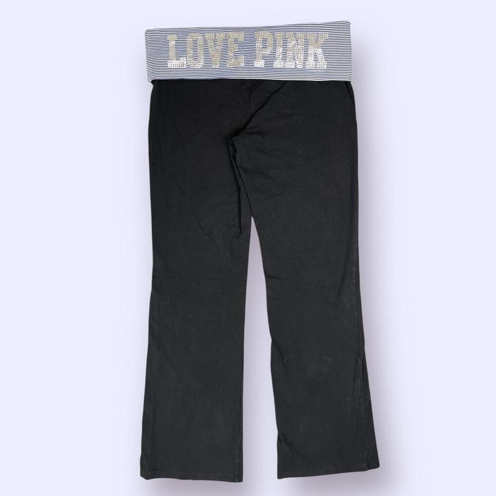 Victoria’s Secret PINK Fold Over Flare Leggings Yoga Pants Rhinestones